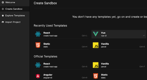 Choose template in Sandbox